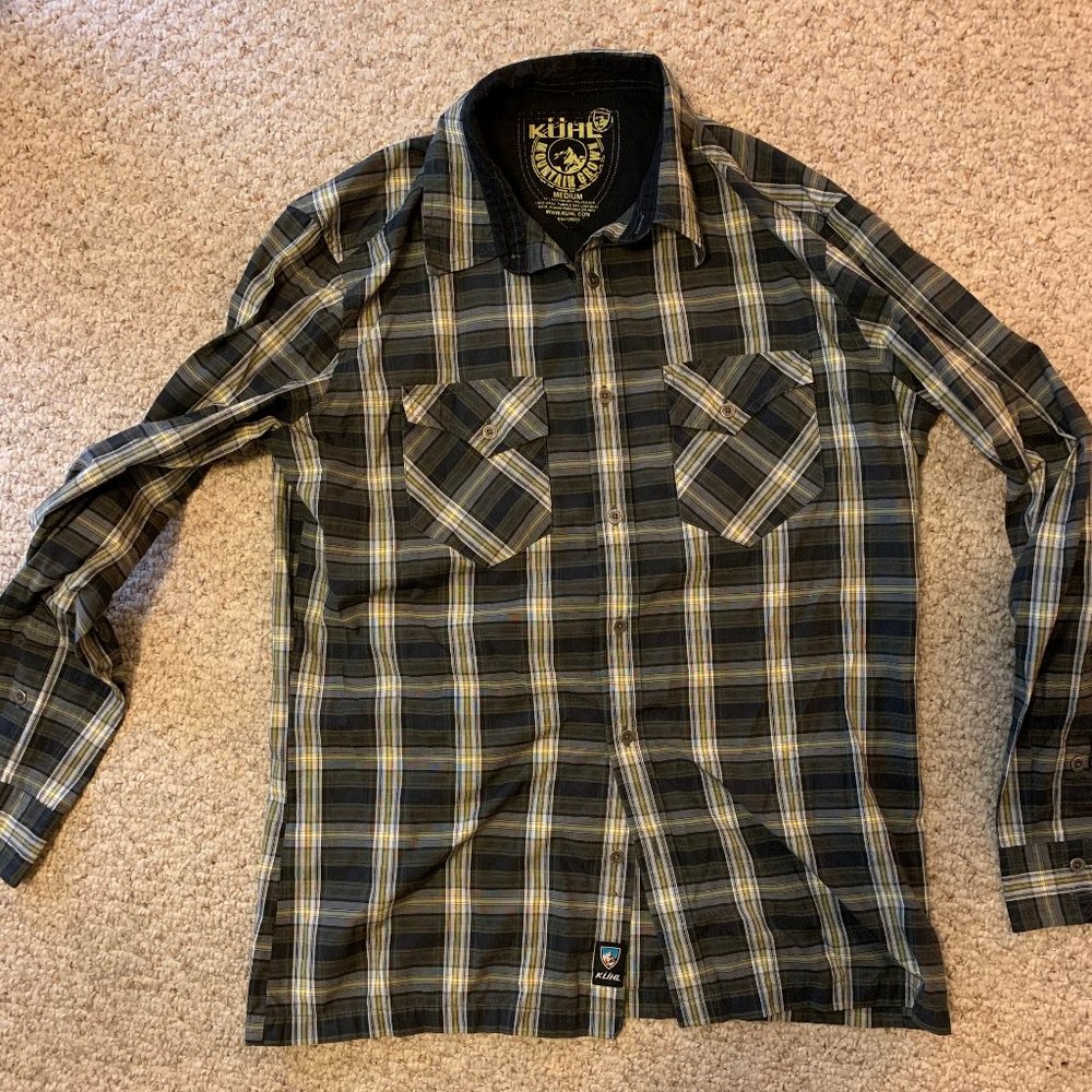 Kuhl black and yellow men's medium flannel
